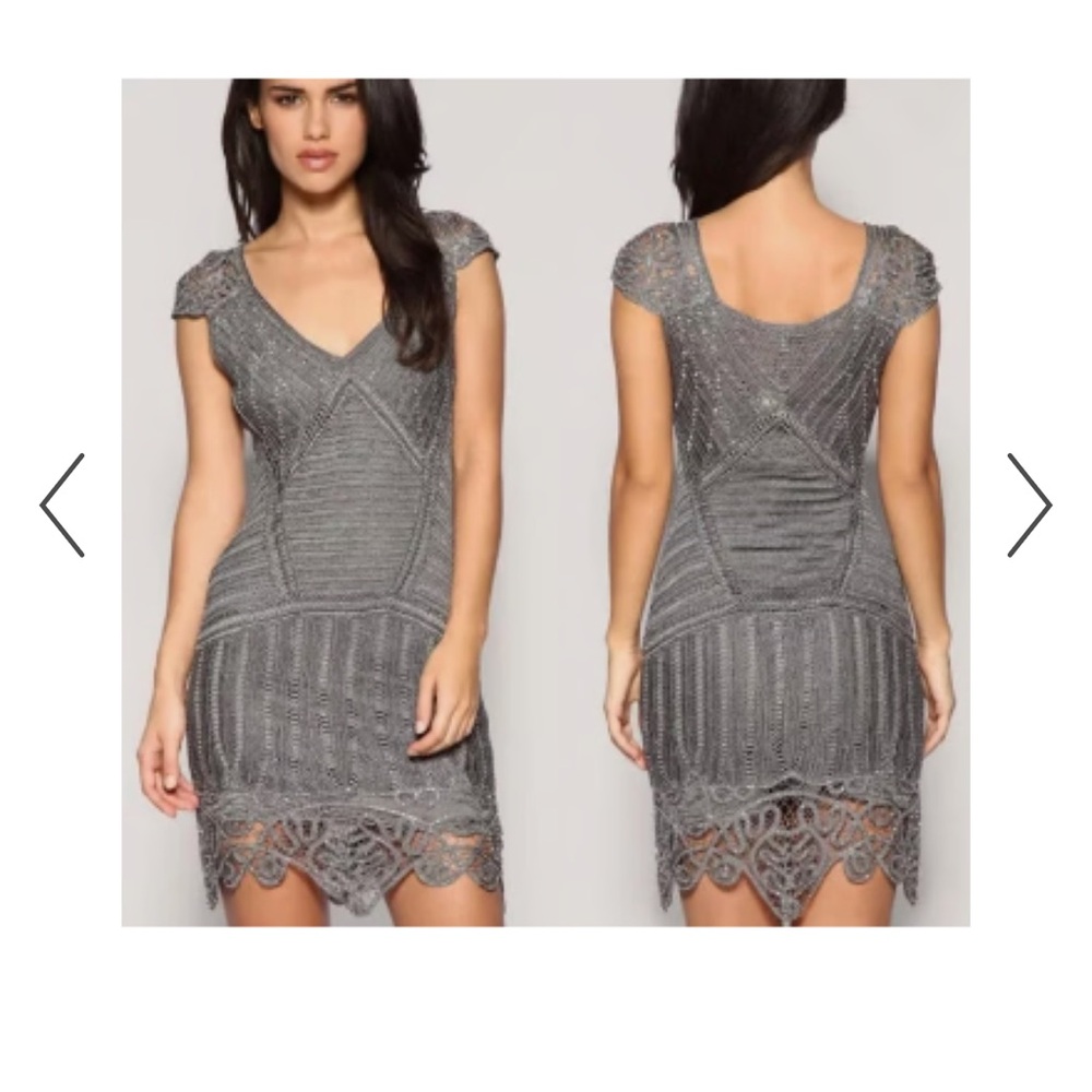 Elegant Gray Lace Dress by